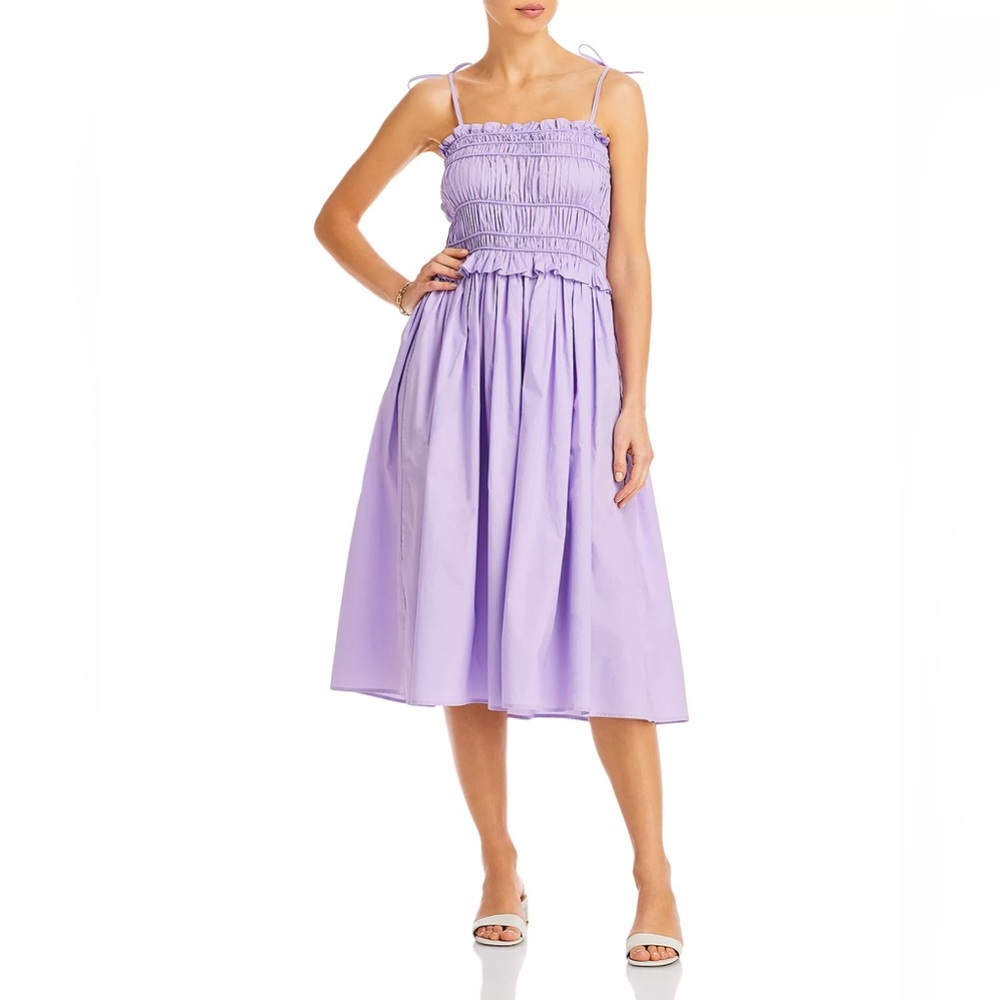 Aqua Ruched Sleeveless MIDI Dress in lilac